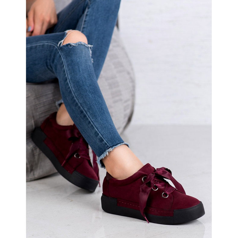 SHELOVET Zapatos atados con cinta rojo 1 SHELOVET Zapatos atados con cinta rojo 1