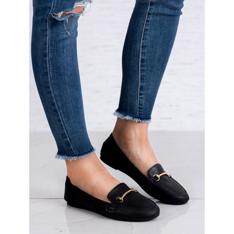 SHELOVET Mocasines de piel ecológica negro 2