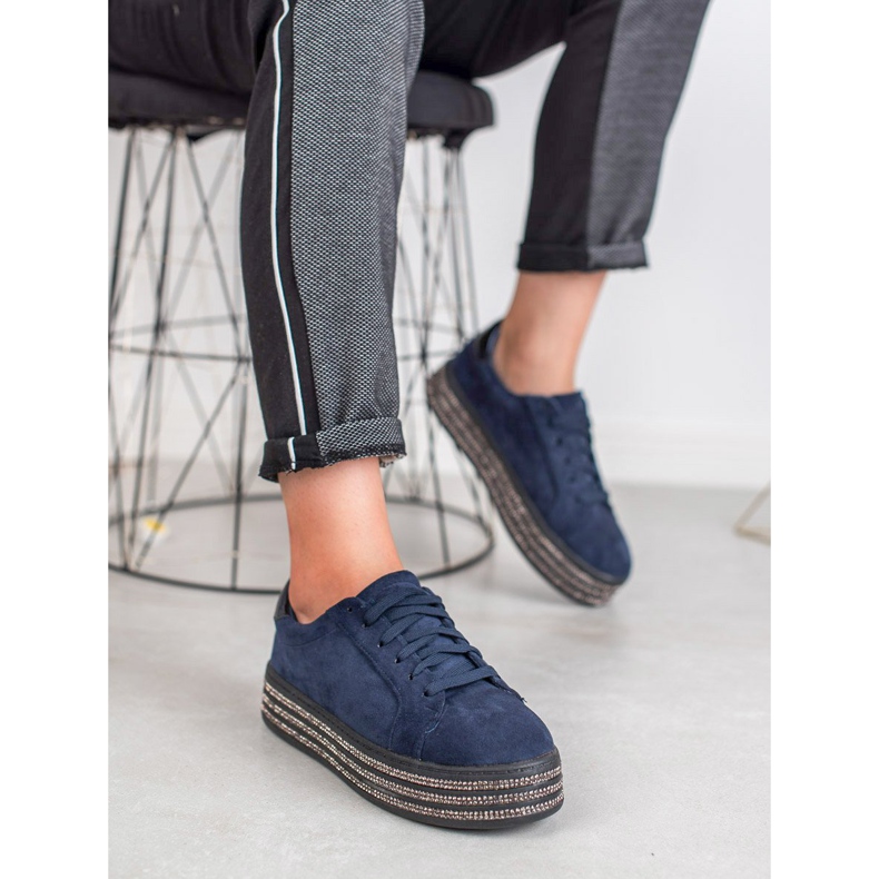 Bestelle Zapatos deportivos de gamuza azul marino 1