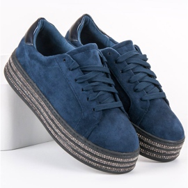 Bestelle Zapatos deportivos de gamuza azul marino 3
