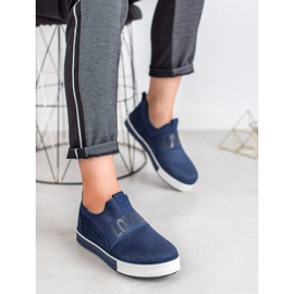 SHELOVET Zapatos sin cordones de gamuza azul verde 4