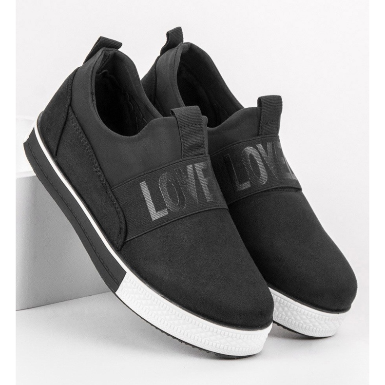 SHELOVET Zapatos sin cordones de gamuza negro 1