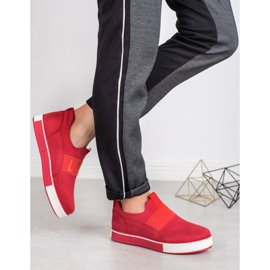 SHELOVET Zapatos sin cordones de gamuza rojo 4