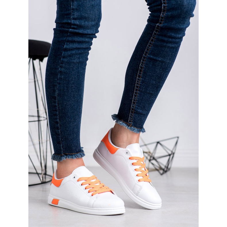 Ideal Shoes Calzado deportivo para mujer blanco naranja 1
