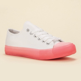 Jumex Zapatillas de mujer de moda blanco rosado 2