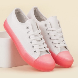 Jumex Zapatillas de mujer de moda blanco rosado 3
