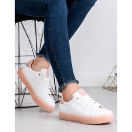 SHELOVET Zapatos deportivos blancos rosado 2