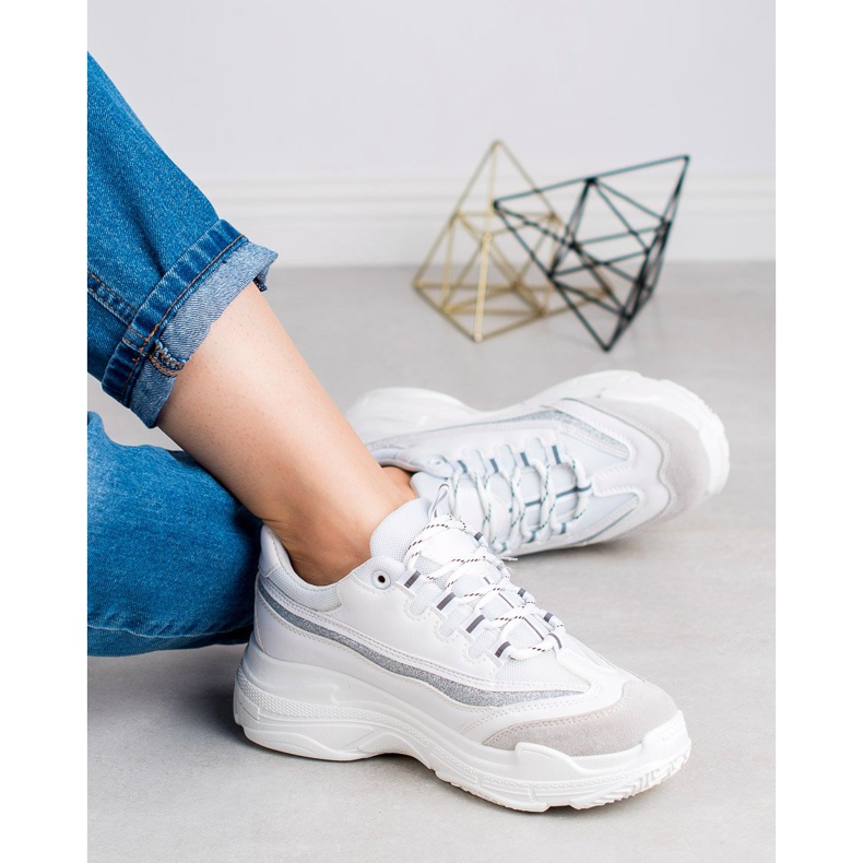 SHELOVET Zapatillas con purpurina blanco gris 2 SHELOVET Zapatillas con purpurina blanco gris 2