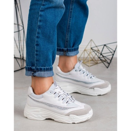 SHELOVET Zapatillas con purpurina blanco gris 3