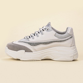 SHELOVET Zapatillas con purpurina blanco gris 4