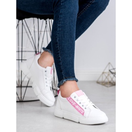 Jumex Calzado deportivo cómodo blanco rosa 1