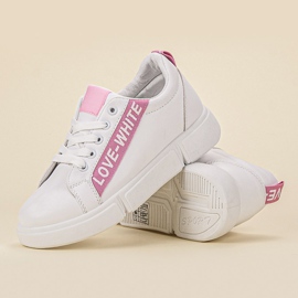 Jumex Calzado deportivo cómodo blanco rosado 4