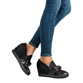 Vinceza Vicios de zapatos de cuña negro 4