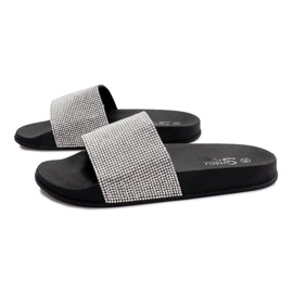 Pantuflas Brillantes Lentejuelas SL-32 Negra gris 1