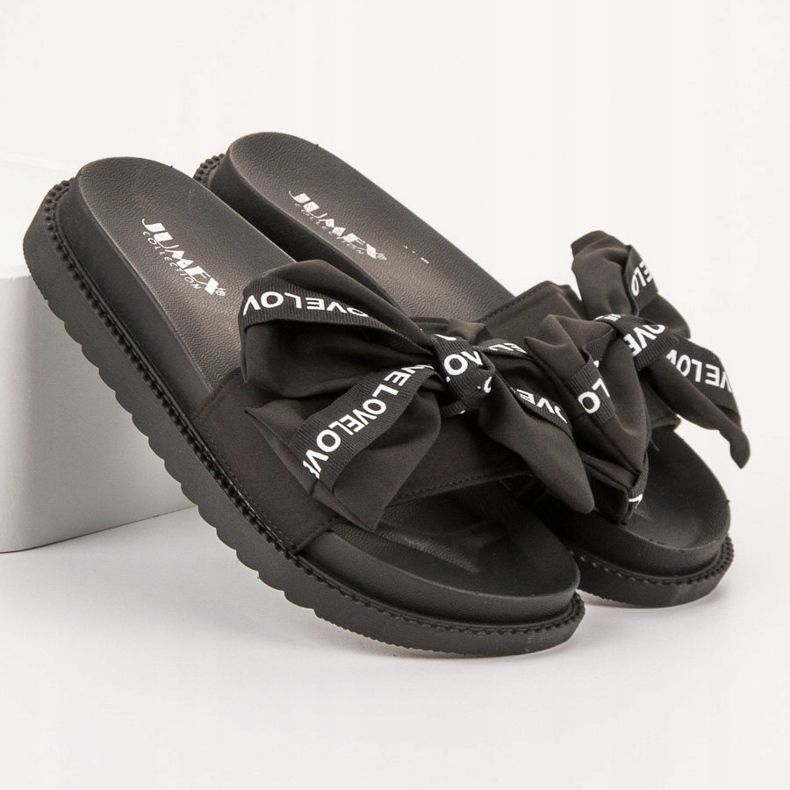 Jumex Pantuflas con lazo de amor negro 1