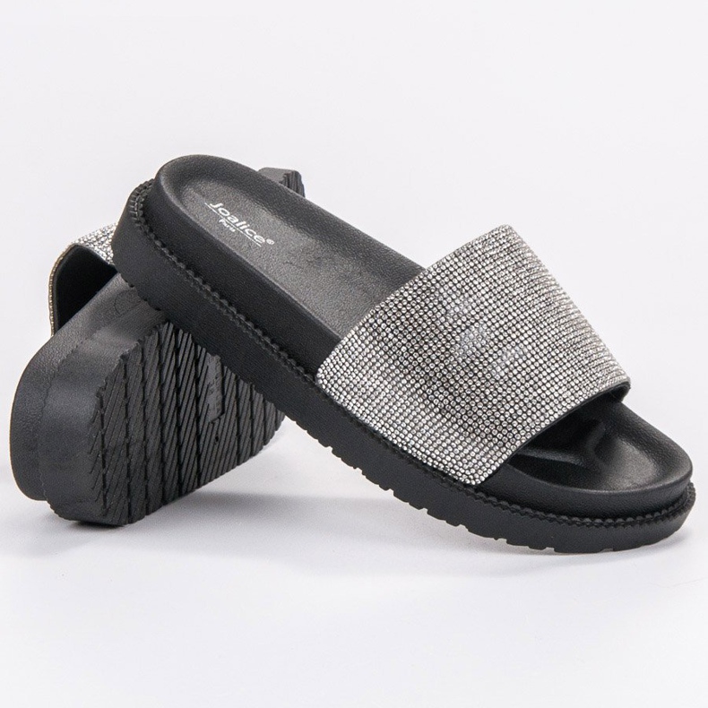 SHELOVET Pantuflas con Cristales negro 1