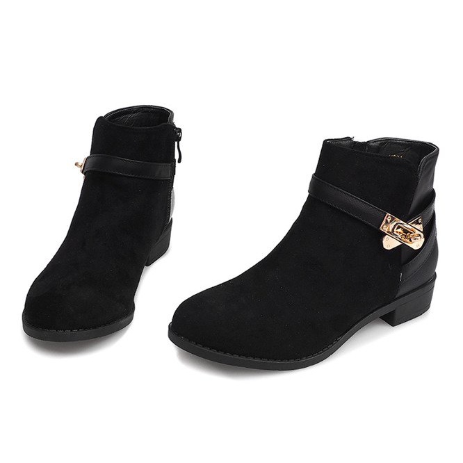 Botas Ante Con Hebilla Y601 Negro 2
