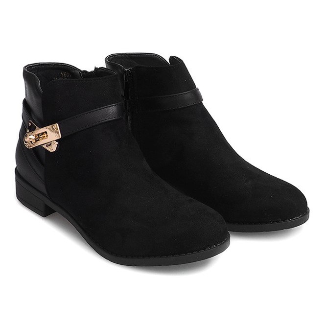 Botas Ante Con Hebilla Y601 Negro 1