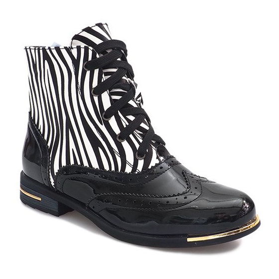 Bota negra Zebra 6722-1 blanco negro 1 Bota negra Zebra 6722-1 blanco negro 1