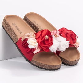 SHELOVET Zapatillas Con Flores rojo 1