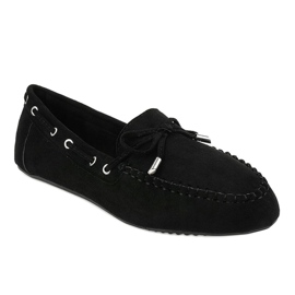 Bailarinas mocasines negros con lazo XW9100 1