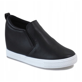 Zapatillas negras en la cuña DD384-4 negro 1