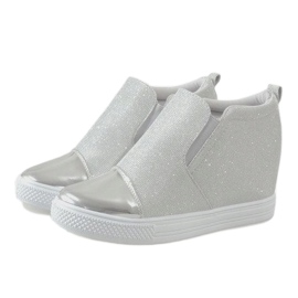 Zapatillas plateadas en la cuña DD410-2 gris 2