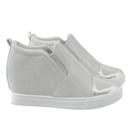 Zapatillas plateadas en la cuña DD410-2 gris 4