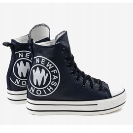 Deportivas cuña azul marino W09 3
