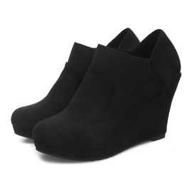 Botas de cuña de ante 6-231 Negro 1