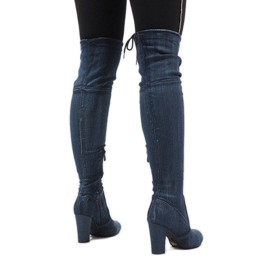 Botas de mezclilla desgastadas azules BH71-HB 4