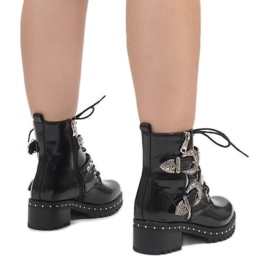 Botas negras con cordones lisos A-41 negro 2