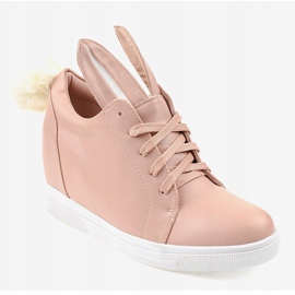 Zapatillas rosas en los conejitos de cuña H6210-11 rosado 1