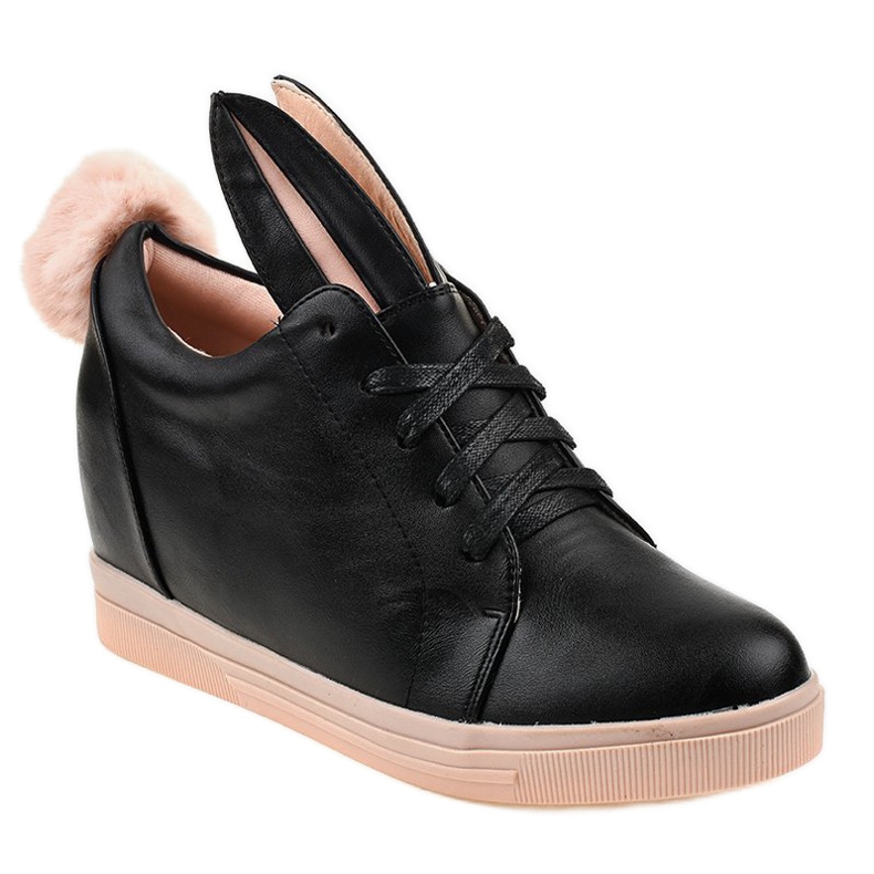Zapatillas negras en los conejitos de cuña H6210 negro 1 Zapatillas negras en los conejitos de cuña H6210 negro 1