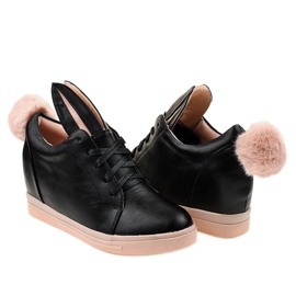 Zapatillas negras en los conejitos de cuña H6210 negro 2