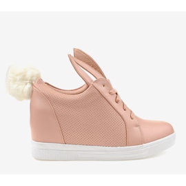 Zapatillas rosas en los conejitos de cuña H6211-11 rosado 2