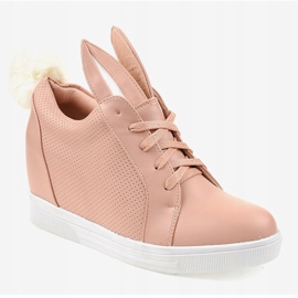 Zapatillas rosas en los conejitos de cuña H6211-11 rosado 1