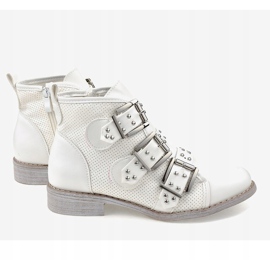 Botas blancas caladas con hebilla NC171 blanco 4