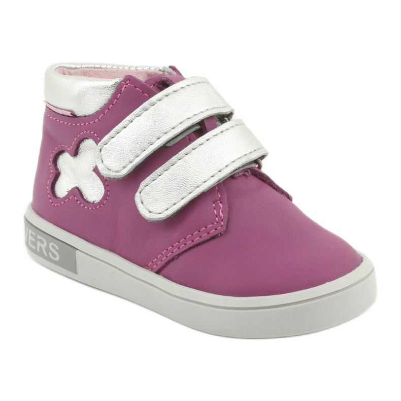 Botines Mazurek Velcro rosa gris 1