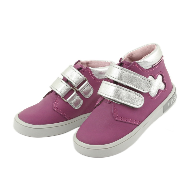 Botines Mazurek Velcro rosa gris 3