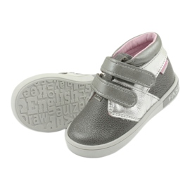 Zapatos de velcro de cuero mazurek 1355 gris/plata 5