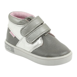 Zapatos de velcro de cuero mazurek 1355 gris/plata 1