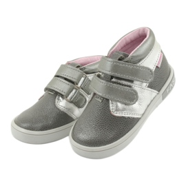 Zapatos de velcro de cuero mazurek 1355 gris/plata 3