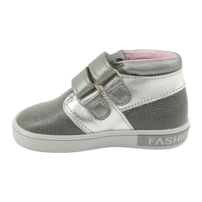 Zapatos de velcro de cuero mazurek 1355 gris/plata 2