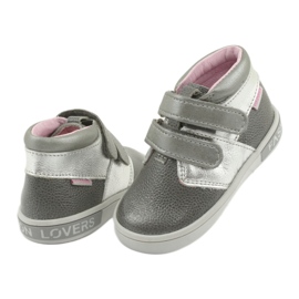 Zapatos de velcro de cuero mazurek 1355 gris/plata 4