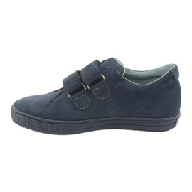 Zapatos de niños de cuero Mazurek para velcro 268 azul marino 2