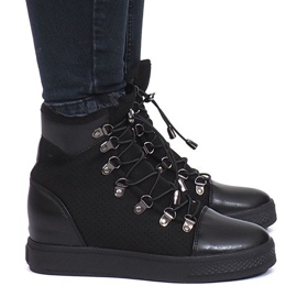 Zapatillas con cuña caladas negras de Mathilde negro 2