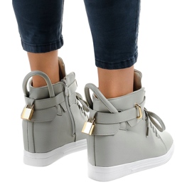 Zapatillas de cuña gris con hebilla H6600-26 3