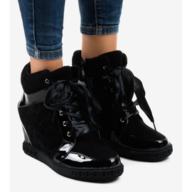 Zapatillas de cuña negras de moda KLS-109-3 negro 1