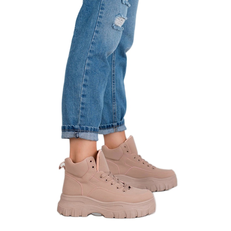 Kylie Zapatos con cordones en la plataforma rosado 1